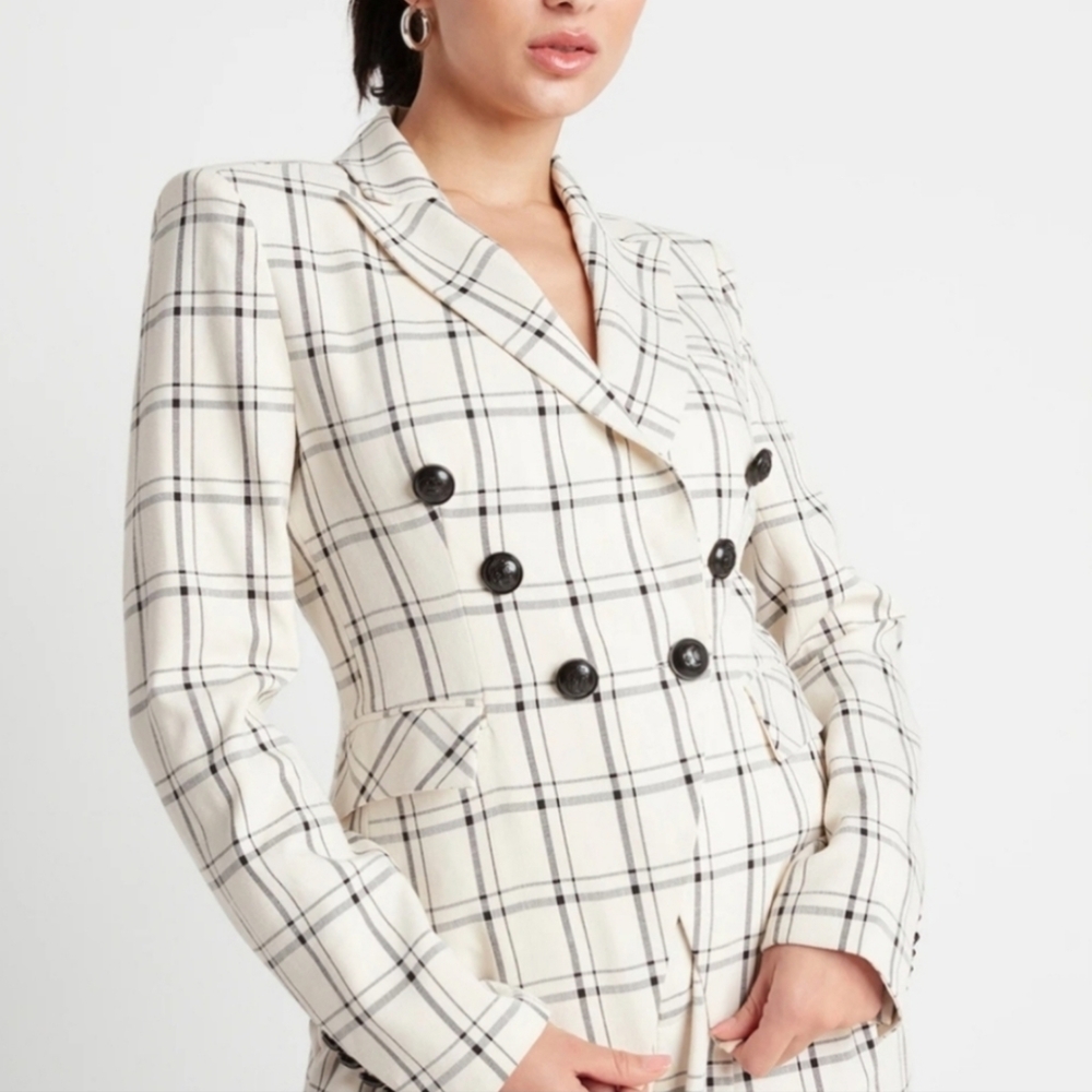 Choosy Brand Double Breasted Plaid Blazer NWT Size 0 - Picture 2 of 9